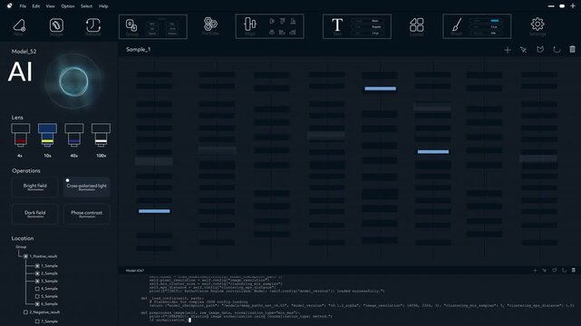 Modern AI Software Interface Decoding Molecular Patterns for Gene Editing Therapy, Genetic Disease Cures, Advance Drug Development and Medical Treatment. Mockup Future Health Care Concept