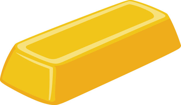 Minimalist shining yellow gold bar vector illustration symbolizing wealth and prosperity, isolated on a clean white background.