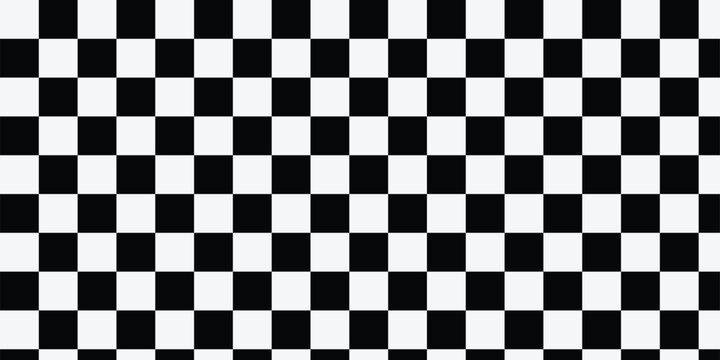 Flat vector seamless checkered pattern  used for traditional and modern board games. Geometric check board design elements. Black and white checkered texture.