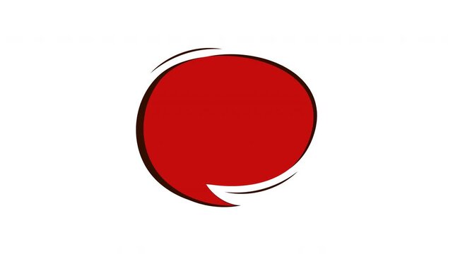 Bold red comic style circular speech bubble graphic design element for icons on a transparent background, logos or social media posts. Eyecatching pop art.