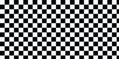 Fototapeta premium Flat vector seamless checkered pattern used for traditional and modern board games. Geometric check board design elements. Black and white checkered texture.