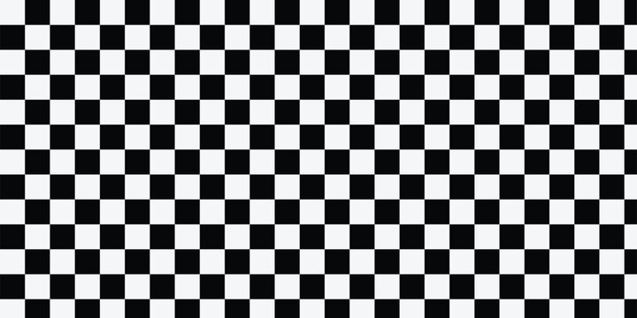Flat vector seamless checkered pattern  used for traditional and modern board games. Geometric check board design elements. Black and white checkered texture.