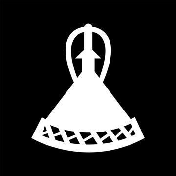 Lesotho symbol template. Mokorotlo hat white icon. Central element of national identity, flag. Basotho people mountain heritage sign.