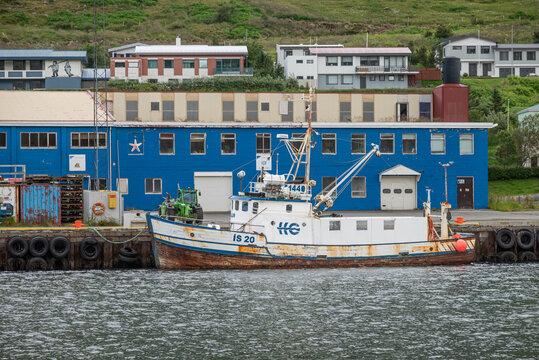 Old fishing boat in the port of Olafsfjordur in north Iceland