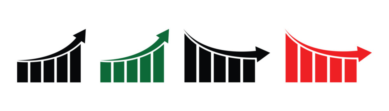 Up and down arrow graph chart icon. Profit increase decrease arrow up down vector graph icon.