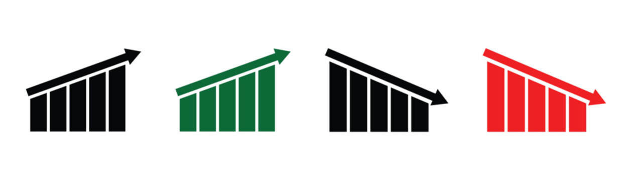 Up and down arrow graph chart icon. Profit increase decrease arrow up down vector graph icon.