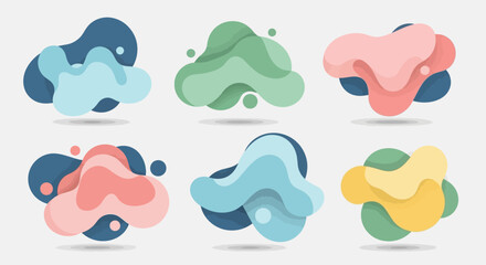 Obraz premium Abstract Colorful Fluid Shapes Set, Organic Blobs, Organic Design Elements