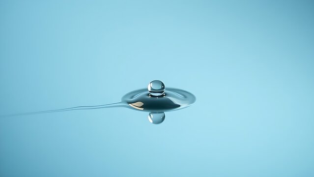 A single droplet of mercury streaking across a smooth reflective surface.