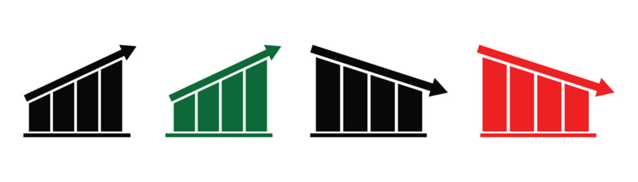 Up and down graph chart vector illustration. Stock increase and decrease sign used for business and sales dashboards. EPS 10.