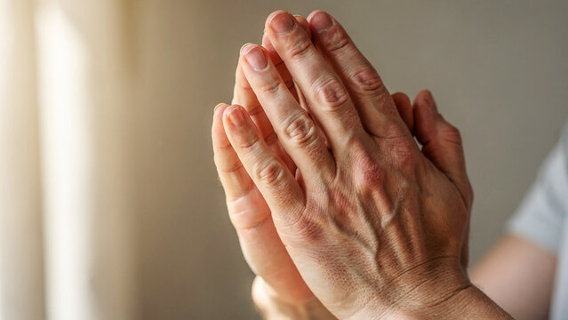 both hands folded closed facing upwards as if wanting to ask, pray, pray, or hope