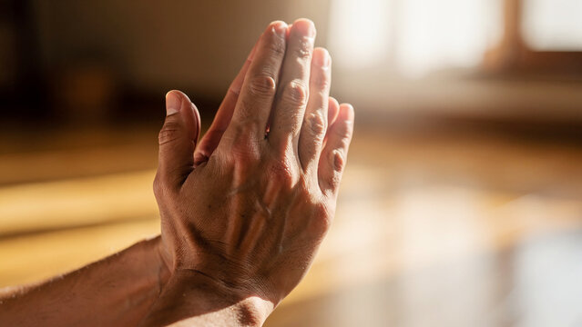 both hands folded closed facing upwards as if wanting to ask, pray, pray, or hope