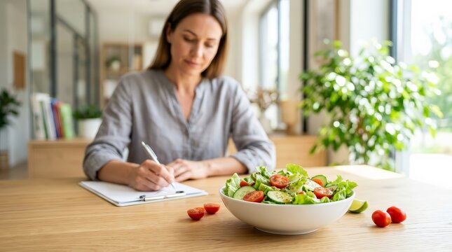 Registered dietitian providing personalized guidance during a health consultation session.