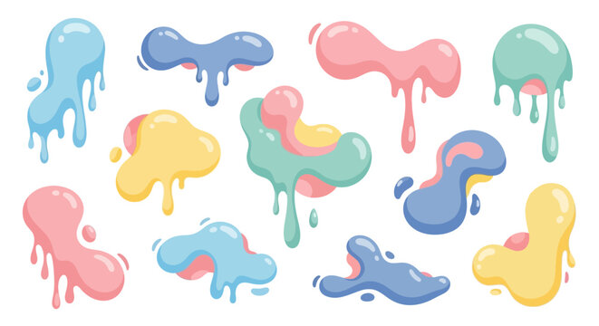 Colorful Abstract Blobs Dripping Liquid Shapes