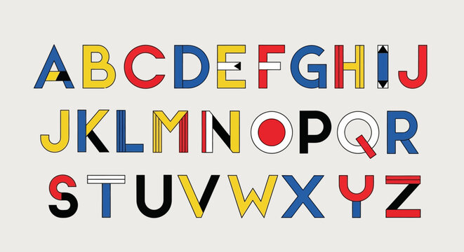 Geometric Alphabet Letters, Modern, Colorful
