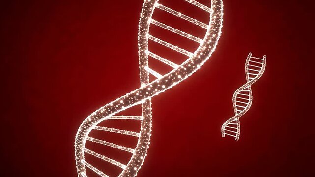 DNA helix structure on red background