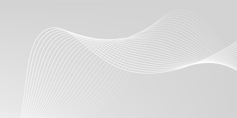 Fototapeta premium Vector abstract background with shining wave lines pattern for banner wallpaper cover. grey modern