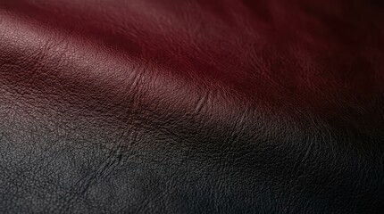 Fototapeta premium Close up of dark burgundy and black leather texture background with natural grain and soft folds.