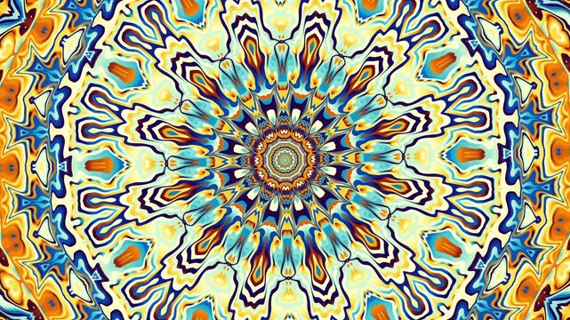 Ornate mandala design, spiritual symmetry, intricate patterns loop background