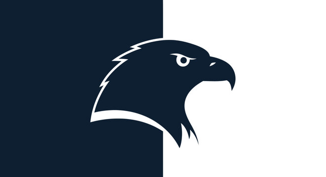 Minimalist Eagle Head Silhouette on Split Navy and White Background