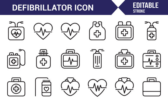 Vector AED Medical Icons Collection for Health Care Branding