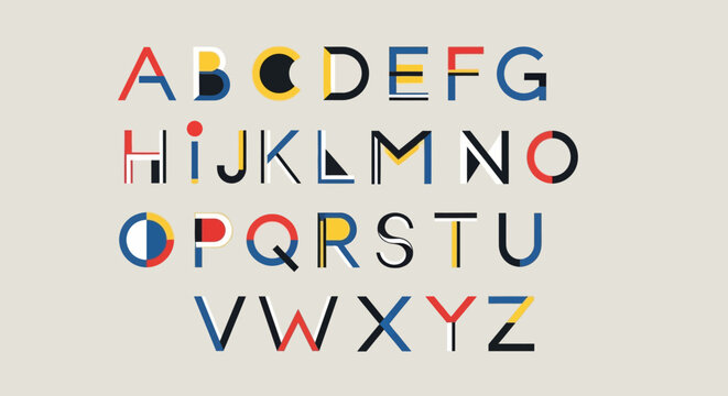Geometric Alphabet Typography, Modern Sans-serif Font Design