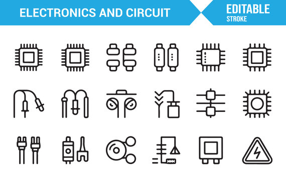 Modern Electronic Hardware Icons Pack for UI Design Projects