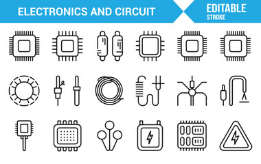 Fototapeta premium Electronics Circuit Symbols Set for PCB and Device Projects