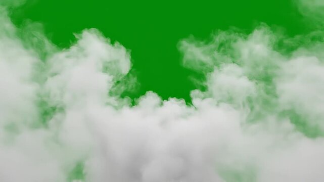 V Shaped Wake of Fog Object Passage Isolated on Green Screen