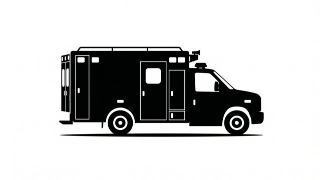 Ambulance emergency vehicle silhouette isolated on white background
