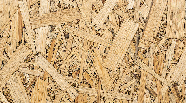 Industrial OSB board texture with compressed wood chips background Highquality flakeboard pattern for construction carpentry and architectural