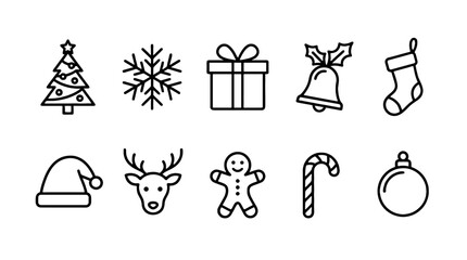 Christmas outline icon set with holiday symbols collection © Alan