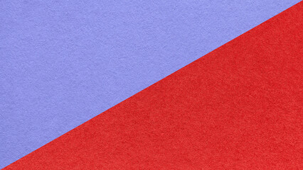 Fototapeta premium Lavender blue paper texture two color background with red diagonal split and copy space for template, banner, presentation