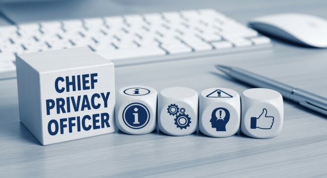 Chief Privacy Officer Concept with Icons Representing Information Security, Data Protection, and User Engagement