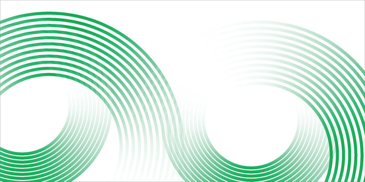 abstract white abstract background layer overlaps a bright space with a circle gren effect decoration. A modern banner with a striped style vector illustration art.