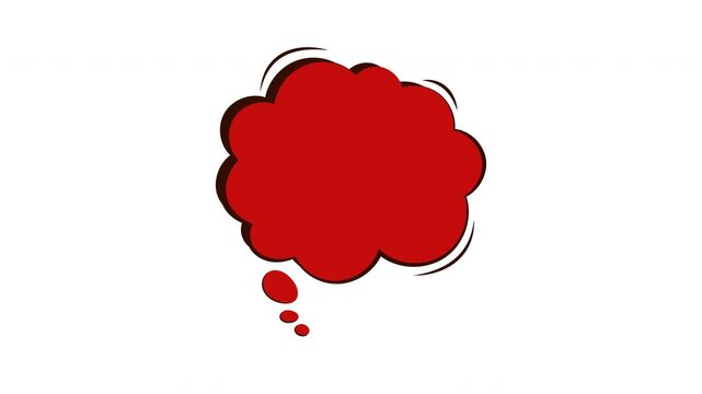 Bright red cloud shape speech bubble comic book style illustration on a transparent background. Suitable for adding text in presentations, social media posts, or graphic designs.