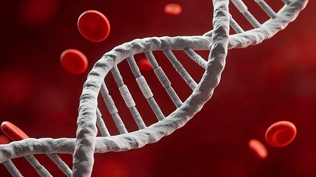 DNA strand and red blood cells