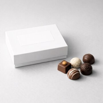 Assorted gourmet chocolates with elegant white gift box for special occasions