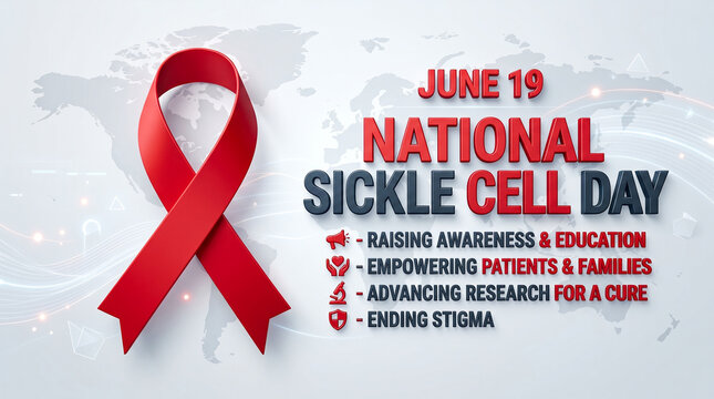 June 19th national sickle cell day awareness ribbon