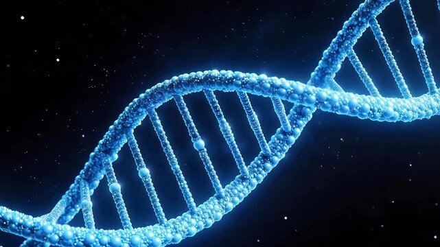 Blue DNA double helix structure
