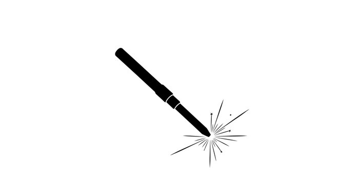 Black eyeliner pencil creating a spark on white background, makeup beauty concept