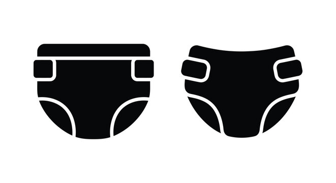 Two baby diapers in black silhouette against a white background a simple graphic representation diaper infant