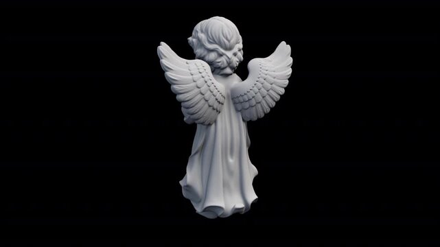Angel statue rotating &ndash; 3d render looped.