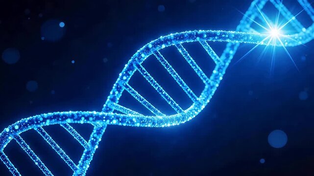 Blue glowing DNA helix structure