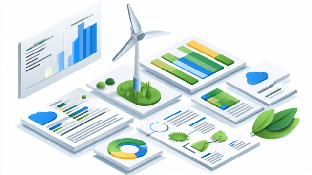 eco friendly energy renewable solar wind green technology data charts images for sustainability analysis