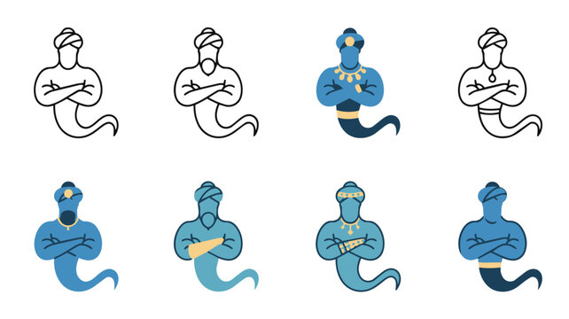 Set of genie icons in various styles vector