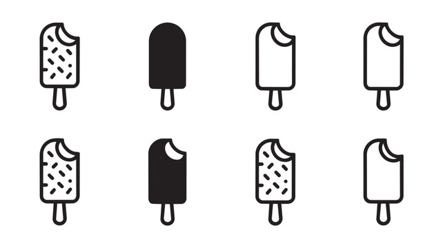 Set of ice cream icons with different styles and bite marks vector