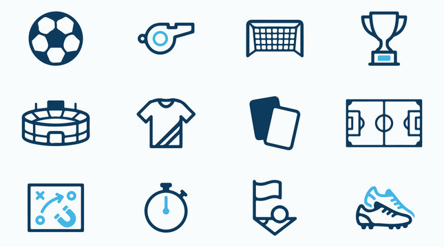 Soccer and Football Equipment Icons Set