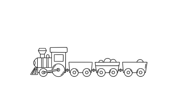 Minimal outline toy train clipart vector illustration with hand drawn doodle style isolated on white