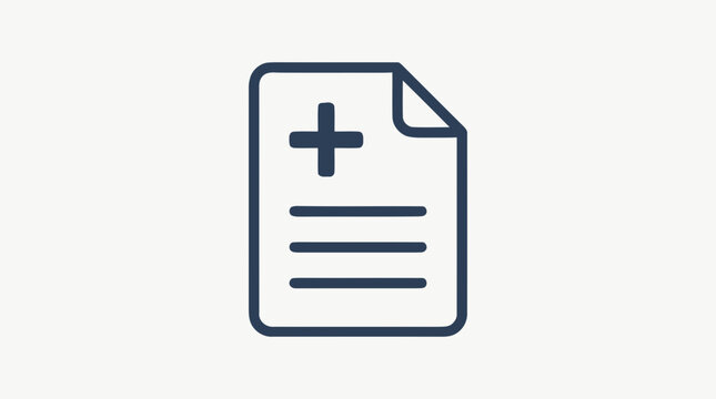 Medical document icon with plus sign.