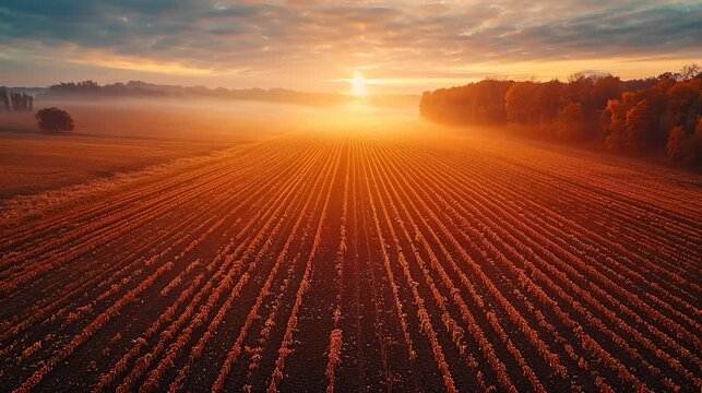 Dramatic Golden Wheat Field Landscape Video During Afternoon Light